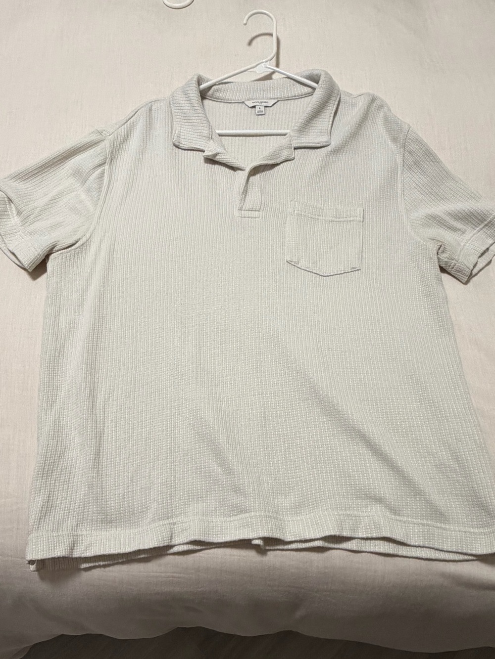 Banana republic Men's Cream Textured Polo Shirt with Chest Pocket
